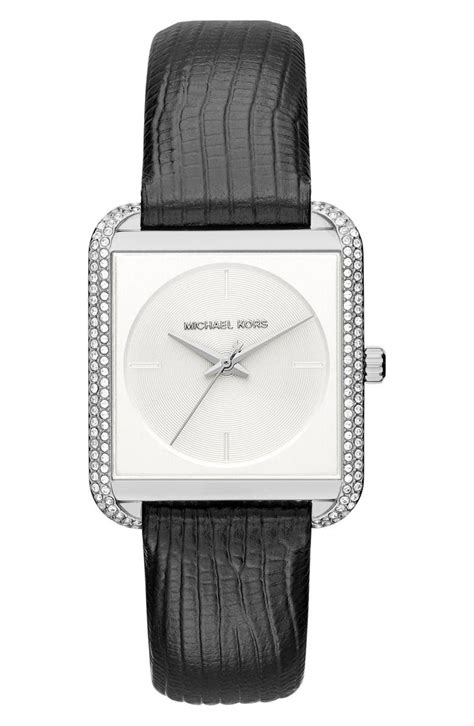 michael kors lake watch black|Michael Kors Women's Lake Black Leather Strap Watch .